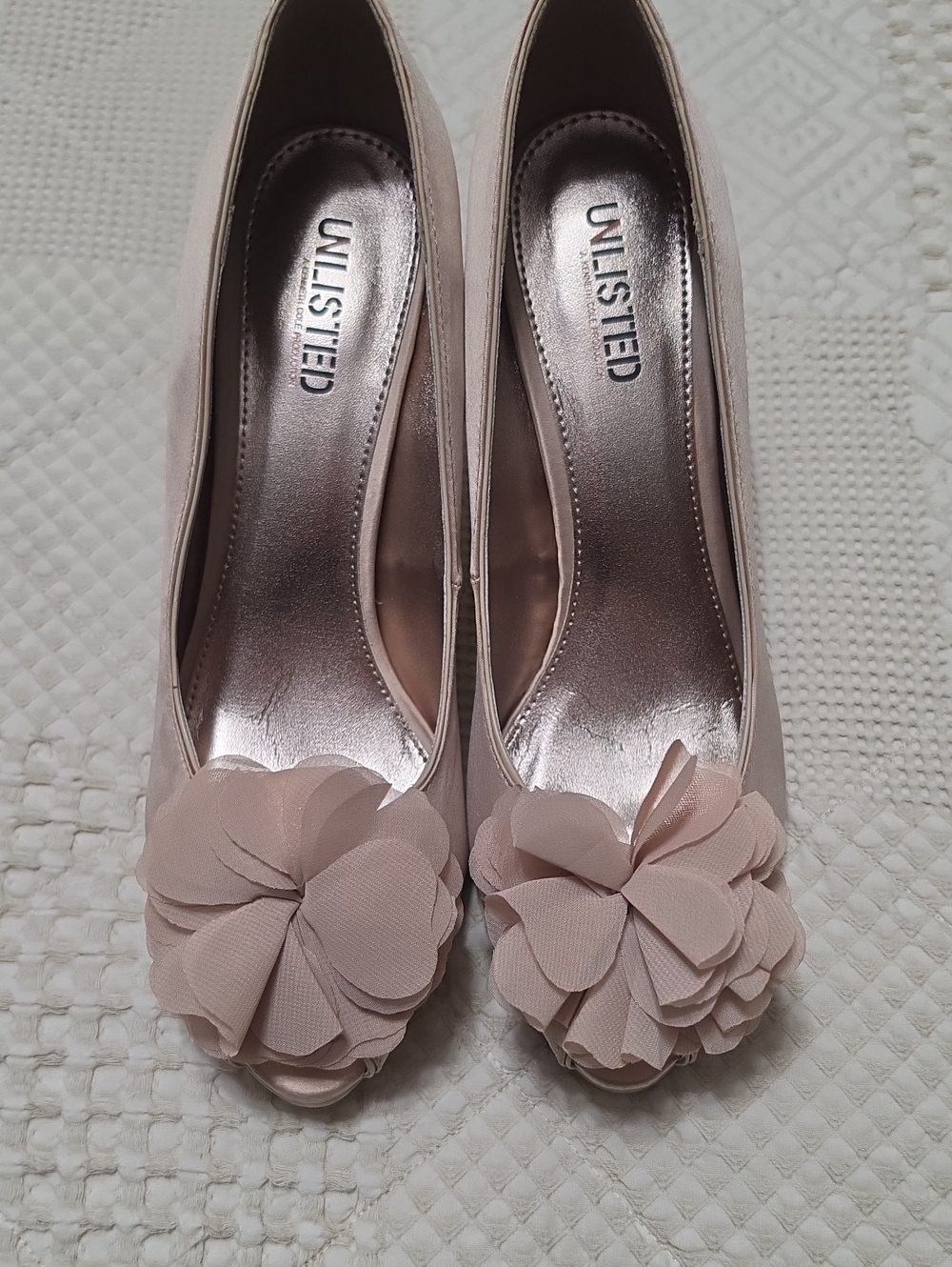 UNLISTED Blush Pink Floral Peep-Toe Heels